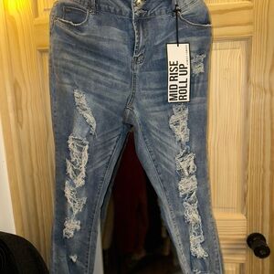 Almost Famous Mid Rise Blue Boyfriend Jeans